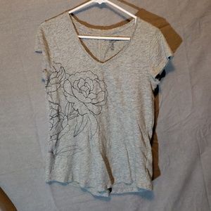 Gray T-shirt with Flower Design